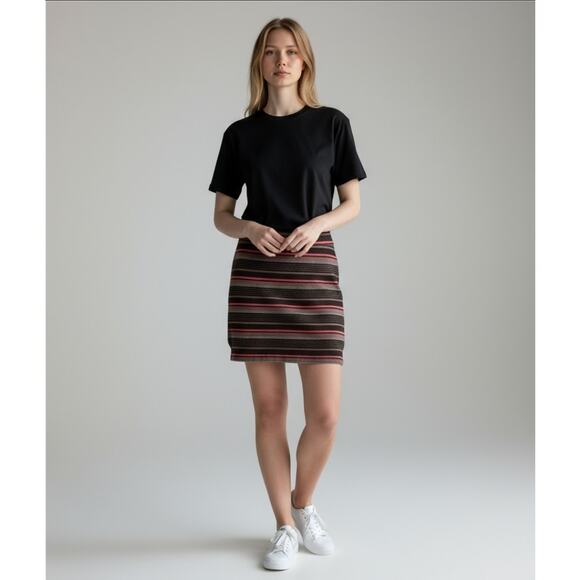 Free People Retro Stripe Stretchy Mini Skirt - Picture 1 of 9